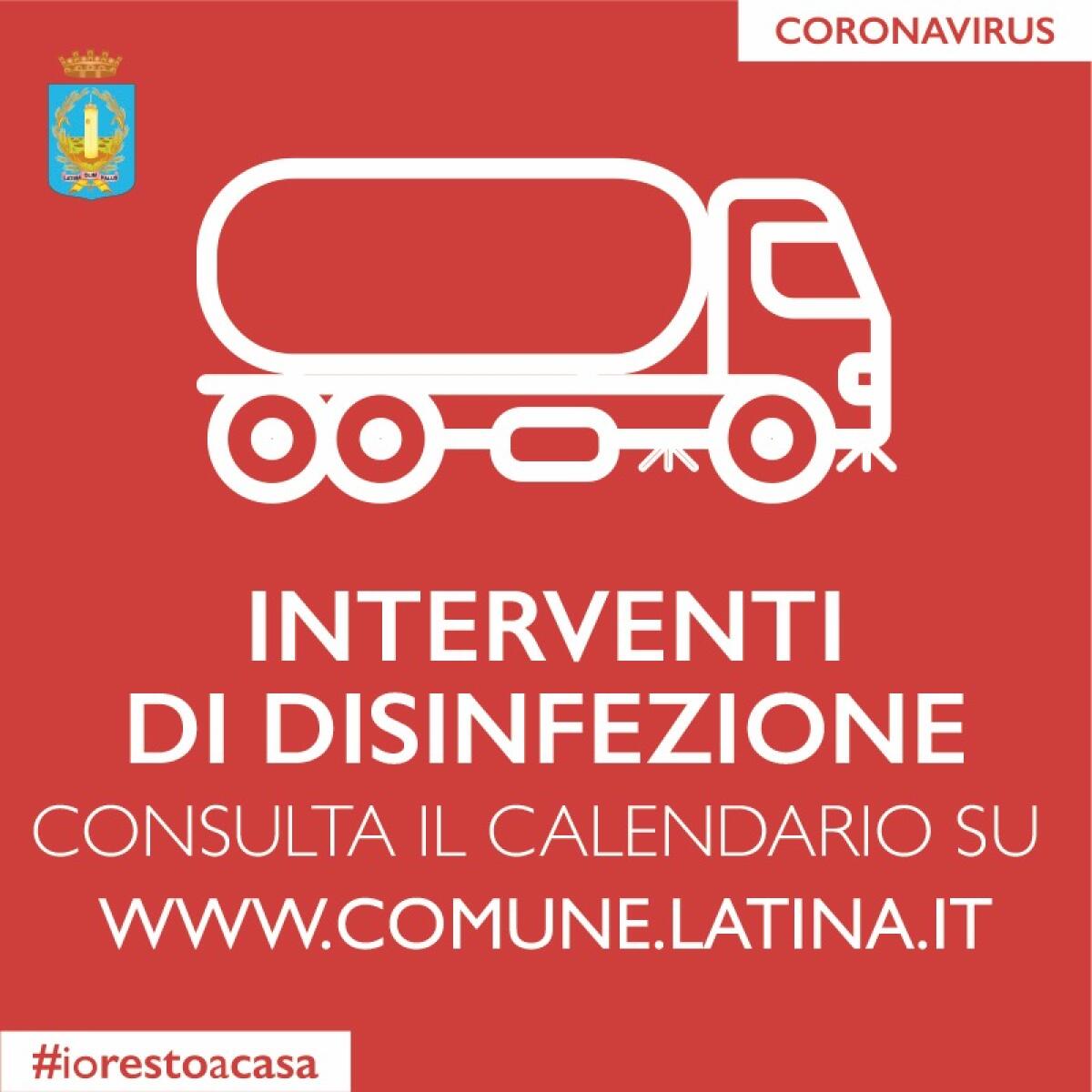Un nuovo ciclo di interventi di disinfezione, da questo lunedì 20 aprile, a Latina. - 