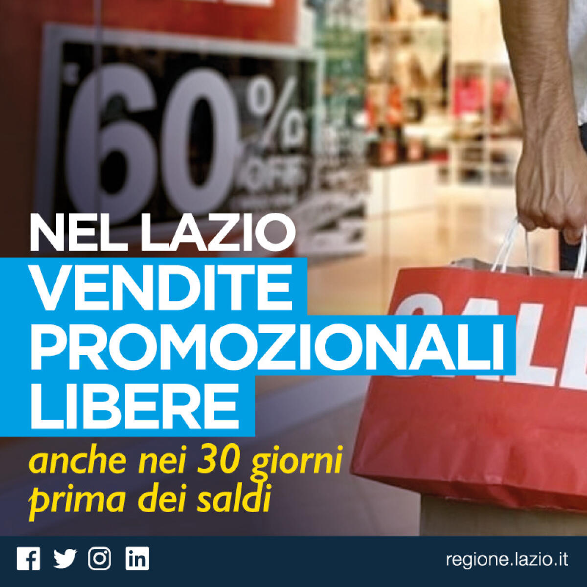 Saldi al via il 1° agosto. Via libera della Regione Lazio alle vendite promozionali anche nei 30 giorni precedenti. - 