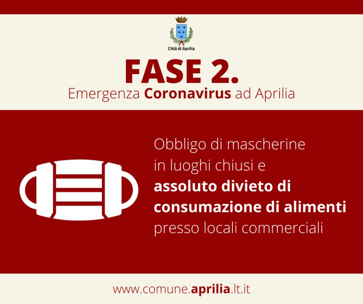 Fase 2, il Sindaco di Aprilia ricorda: “obbligo di mascherina e divieto di consumare cibo e bevande nei locali commerciali”. Intensificati i controlli - 