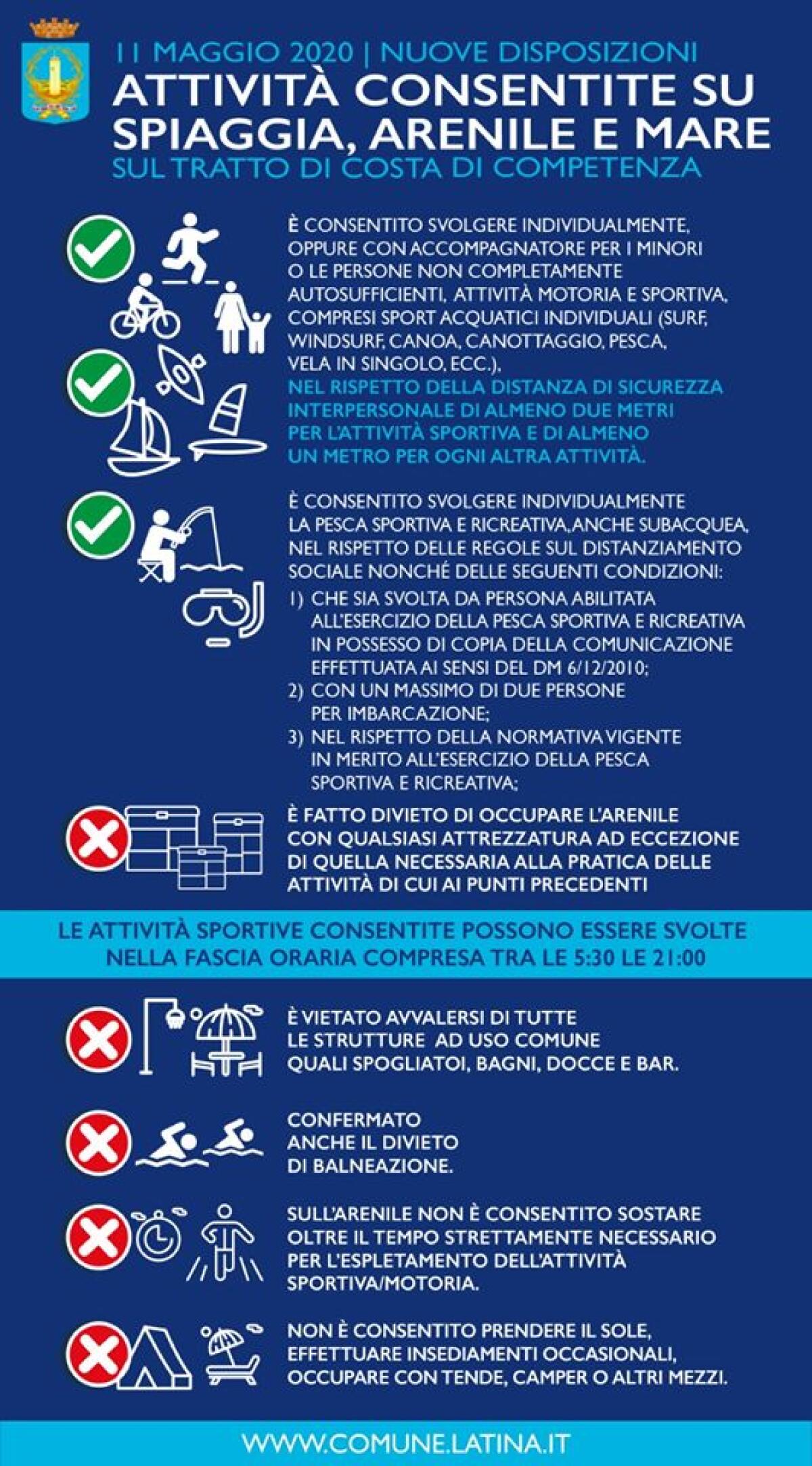 Attività consentite su spiaggia, arenile e in mare: il Comune di Latina integra l’ordinanza. - 