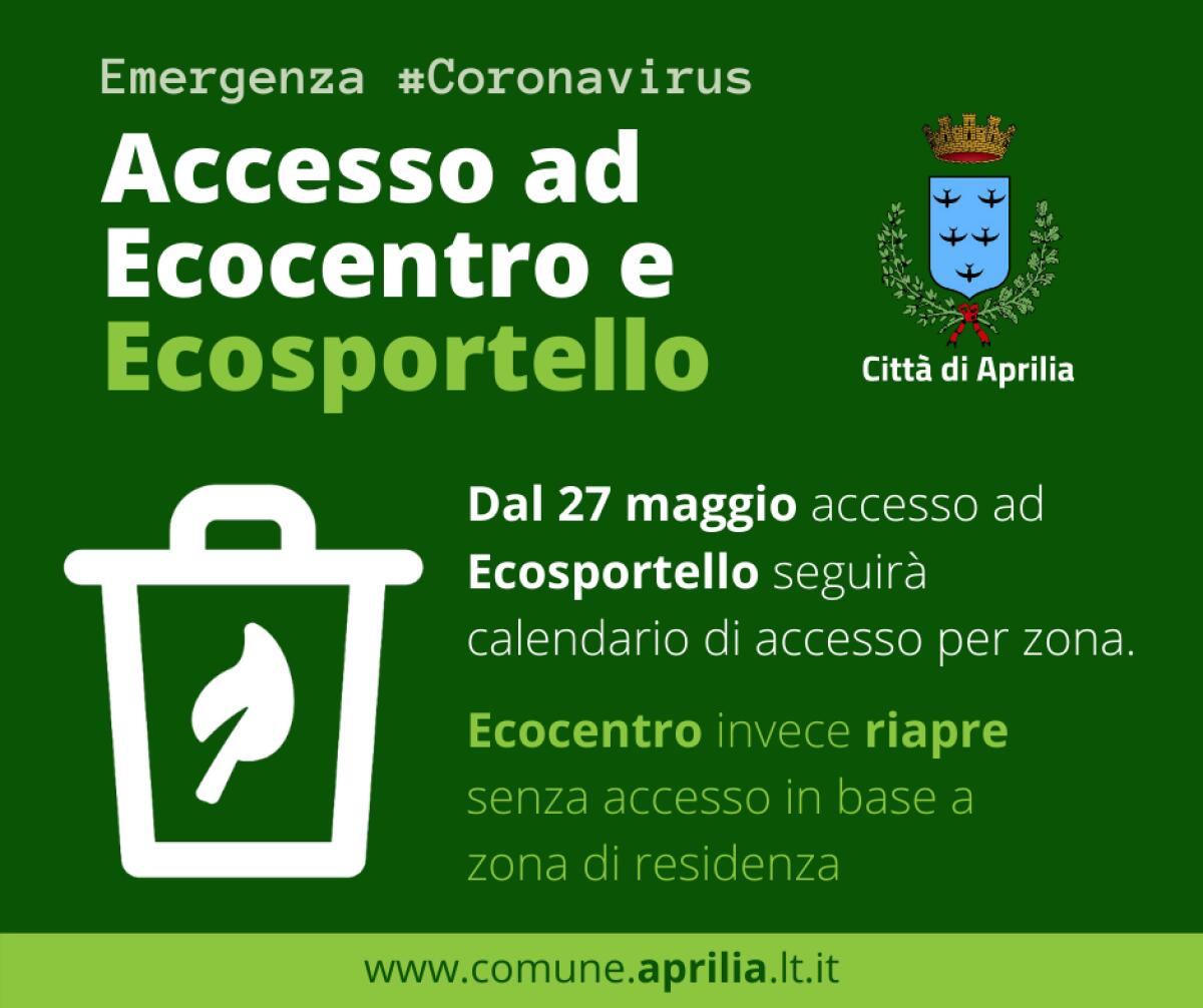 APRILIA - Calendario a rotazione per accedere all’Ecosportello di Piazza Bersaglieri. L’Ecocentro riapre questo mercoledì. - 