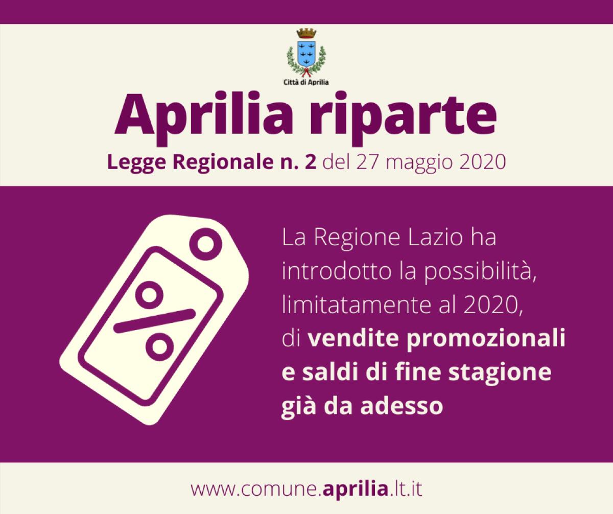 Il Comune di Aprilia: “saldi e vendite promozionali già da adesso”. - 