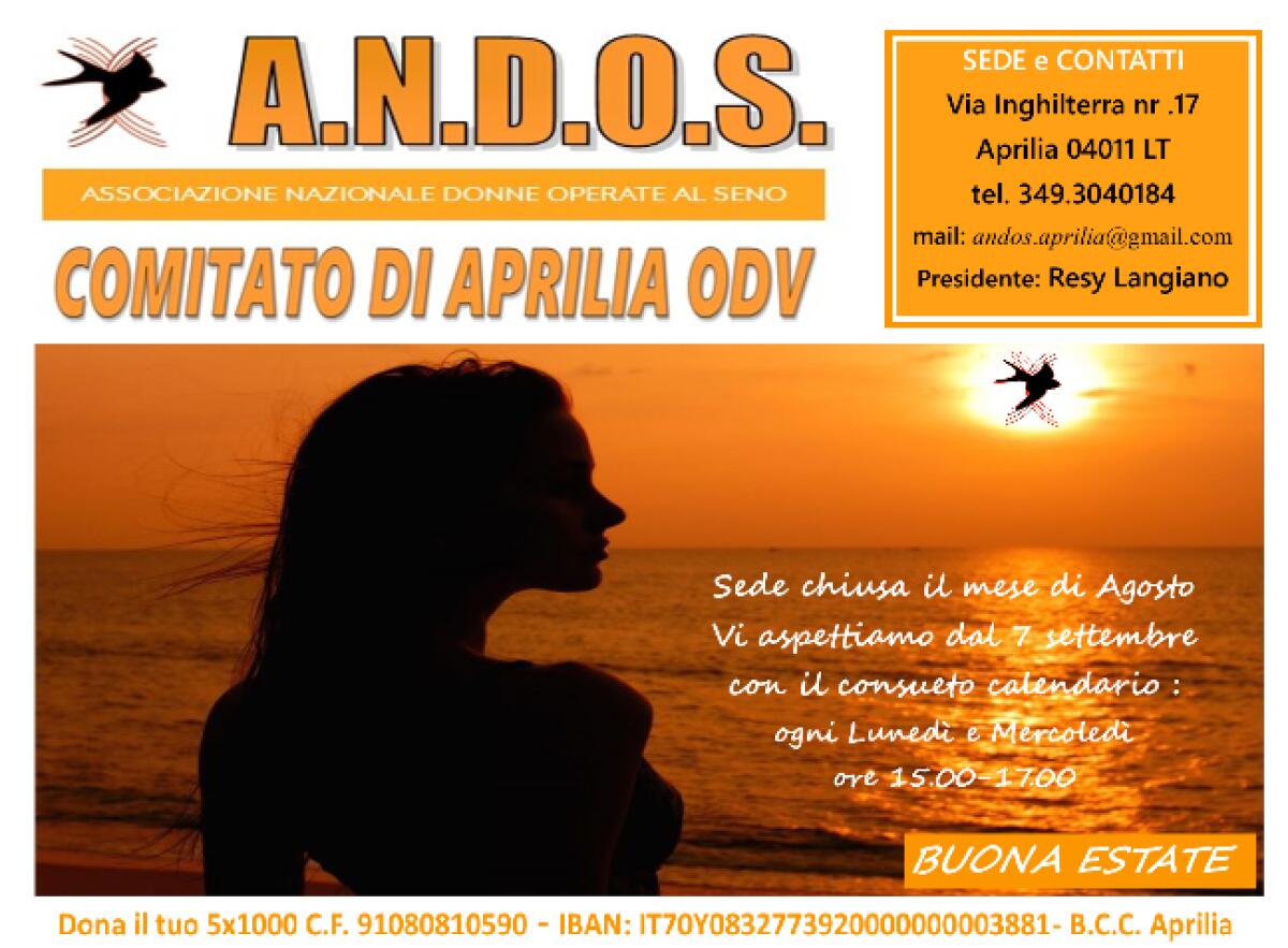 La sede Andos di Aprilia fa una sosta per l'estate, riapre a settembre - 