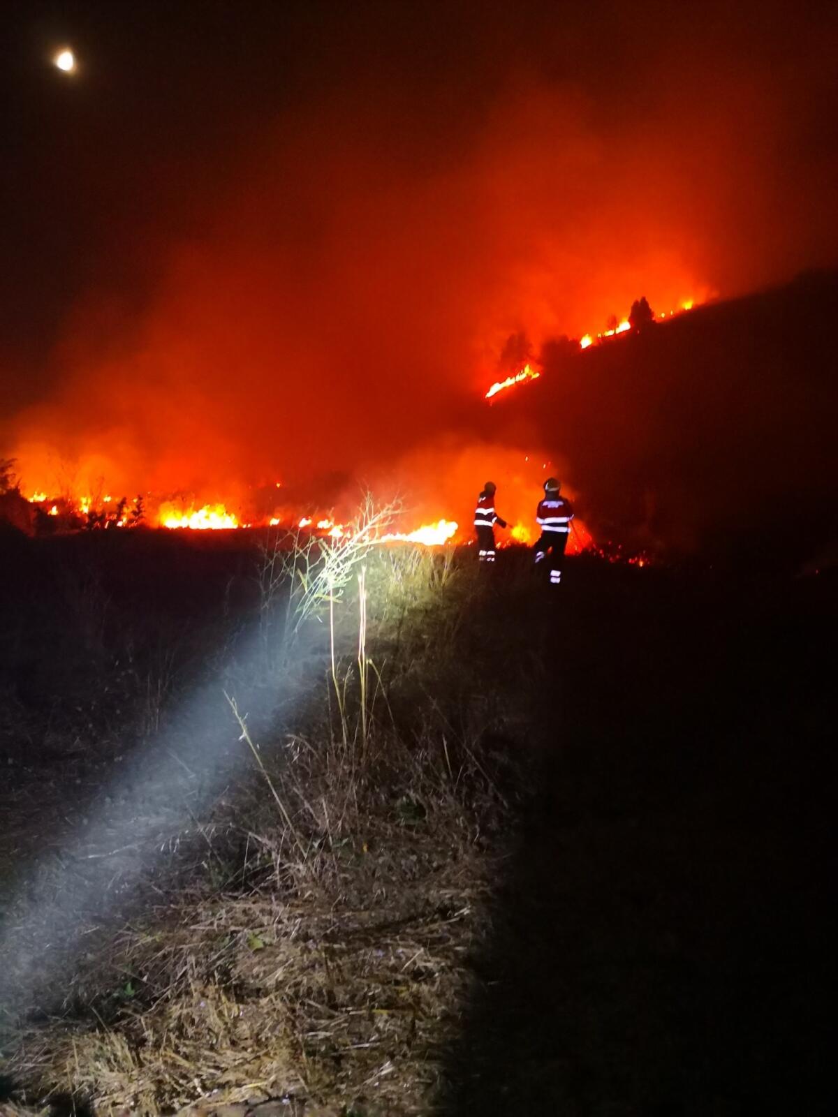 Vasto incendio sulla via di Cori, a Velletri. Nottata di lavoro per la protezione civile ed i vigili del fuoco. - 