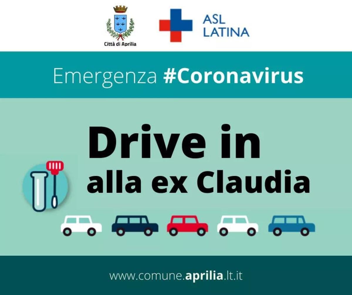 Attivo da oggi a domenica il drive-in per i test Covid all’ex Claudia di Aprilia, sulla Pontina. - 