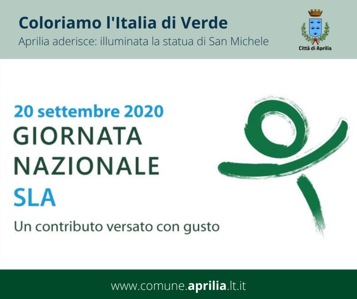 Giornata nazionale sulla Sla, anche Aprilia aderisce all'iniziativa dell’Aisla: stasera la statua di San Michele illuminata di verde. - 