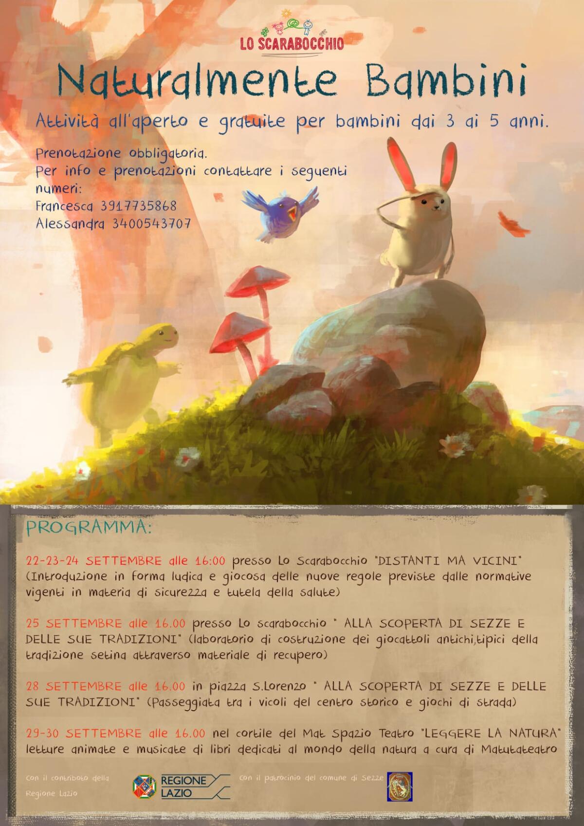 Sette giorni di eventi gratuiti e attività all'aperto a Sezze per bambini dai 3 ai 5 anni - 