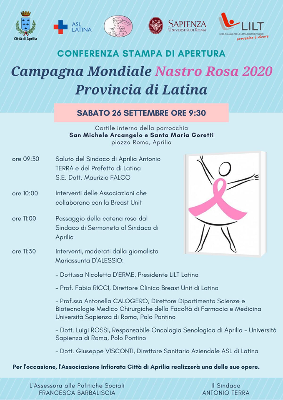 Aprilia, questo sabato si apre la Campagna Mondiale Nastro Rosa - 