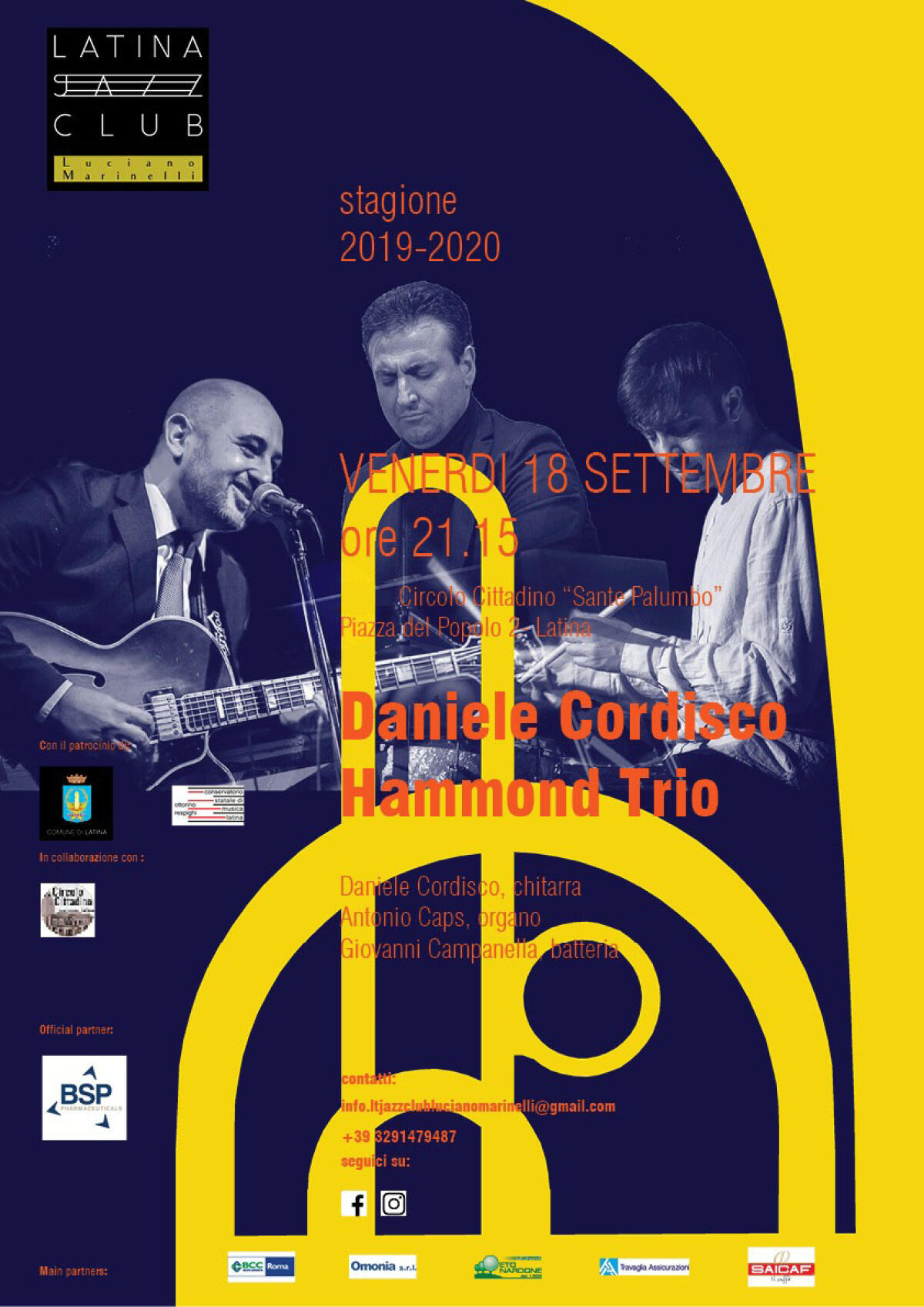 Latina jazz club, in concerto il Daniele Cordisco Hammond Trio - 