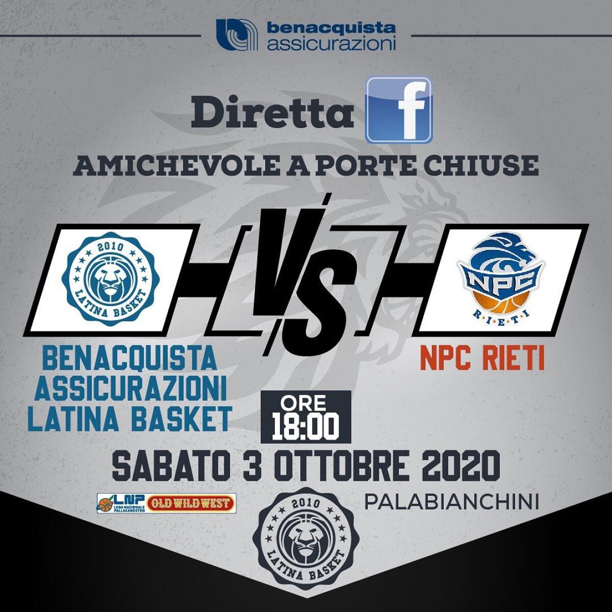 Amichevole a porte chiuse oggi tra la Latina basket e la Npc Rieti. - 