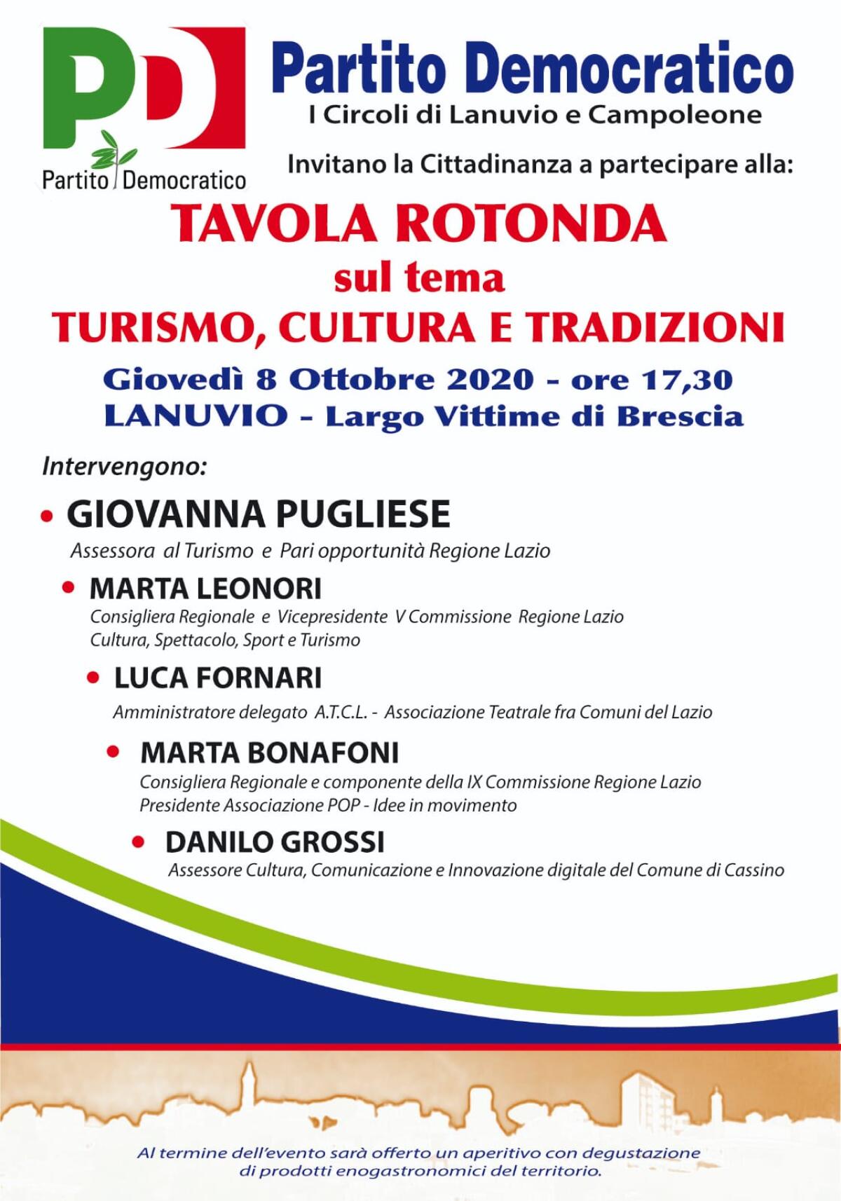 A Lanuvio oggi una tavola rotonda su “Turismo, Cultura e Tradizioni”: la organizza il Pd. - 