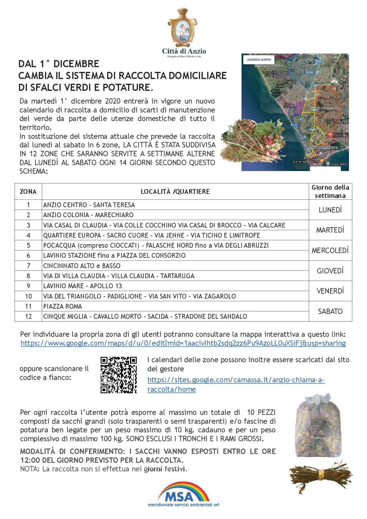 Dal prossimo 1° dicembre ad Anzio cambia il sistema di raccolta domiciliare di sfalci verdi e potature. - 