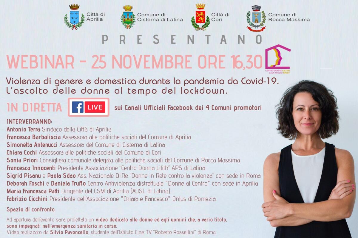 Violenza contro le donne: il Distretto socio-sanitario LT1 organizza un webinar per mercoledì 25 Novembre. - 