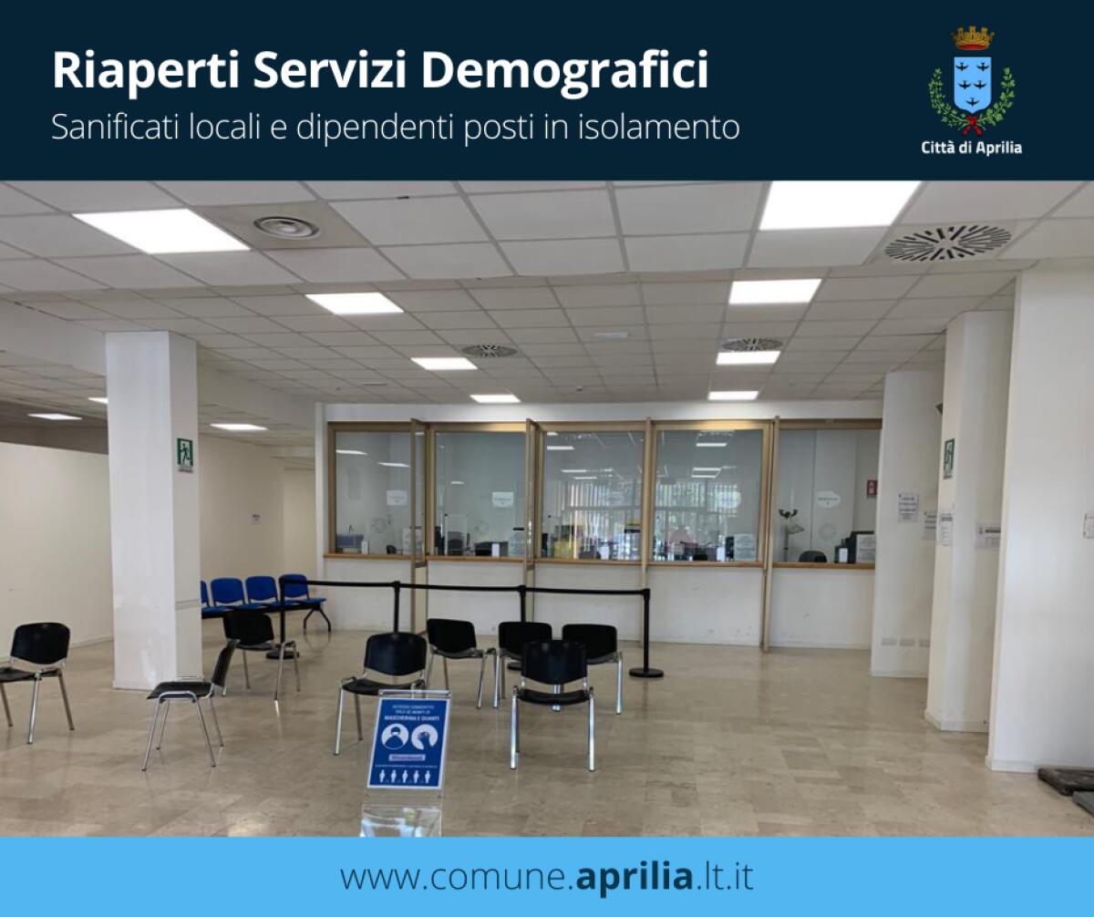 Dipendente positivo al Covid: Servizi Demografici di Aprilia di nuovo aperti al pubblico da oggi. - 
