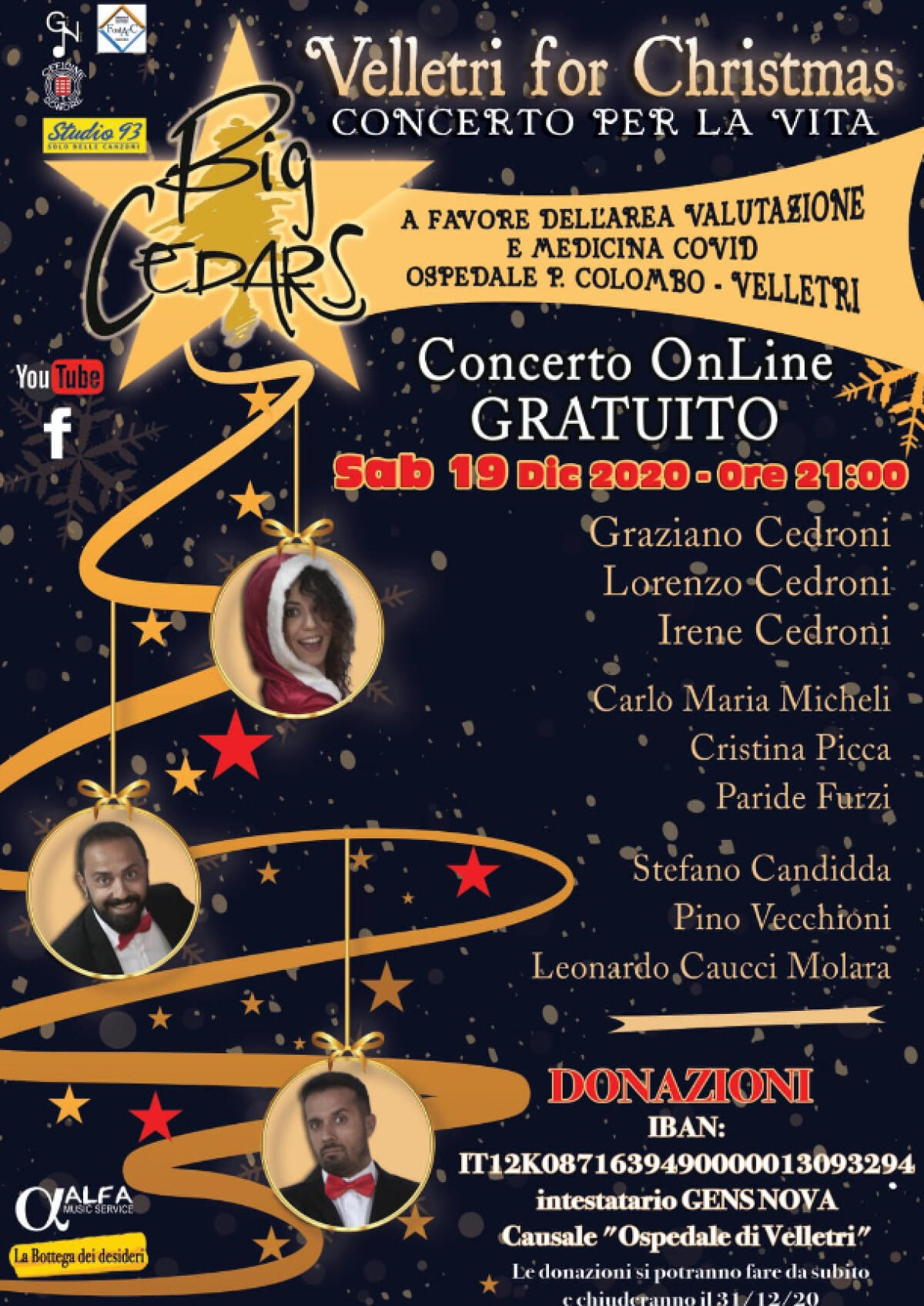"Velletri for Christmas, concerto per la vita". Il concerto di beneficenza quest'anno sarà online - 