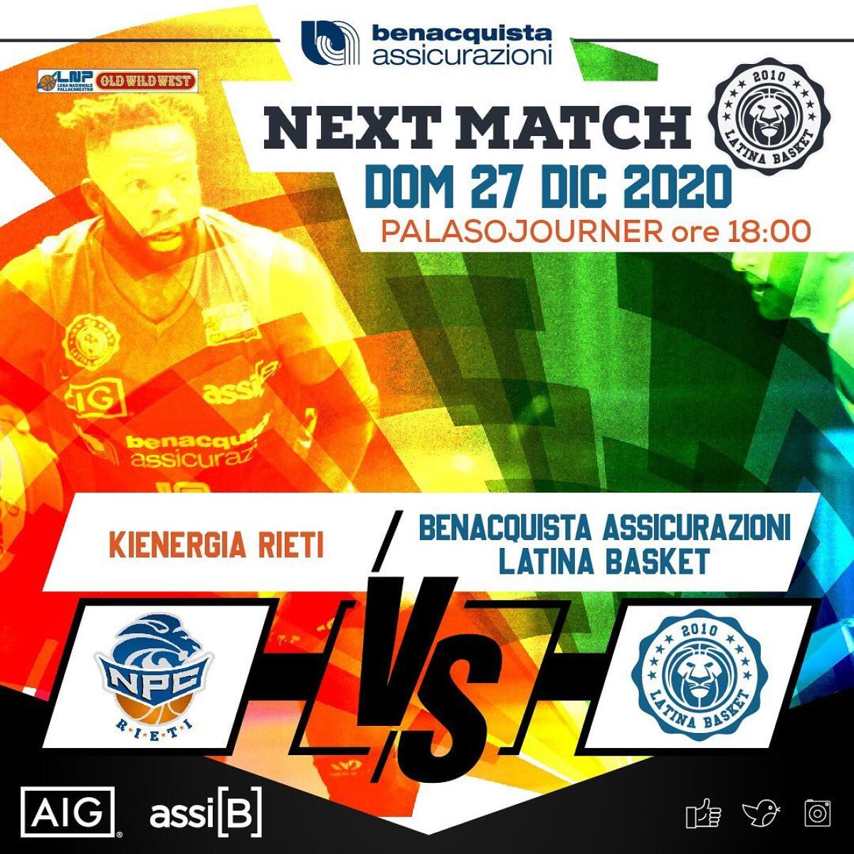 Basket serie A2 maschile: turno di riposo per il Latina Basket che torna il campo il 27 Dicembre contro Rieti. - 