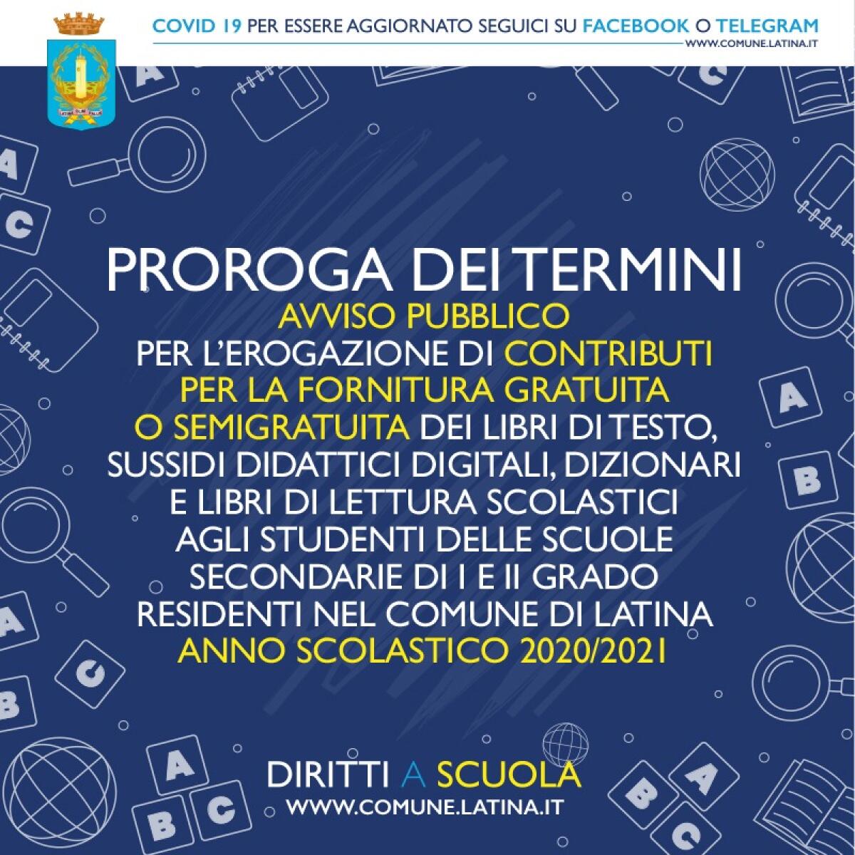 Contributi per i libri di testo: il Comune di Latina proroga al 25 gennaio i termini per presentare la domanda. - 