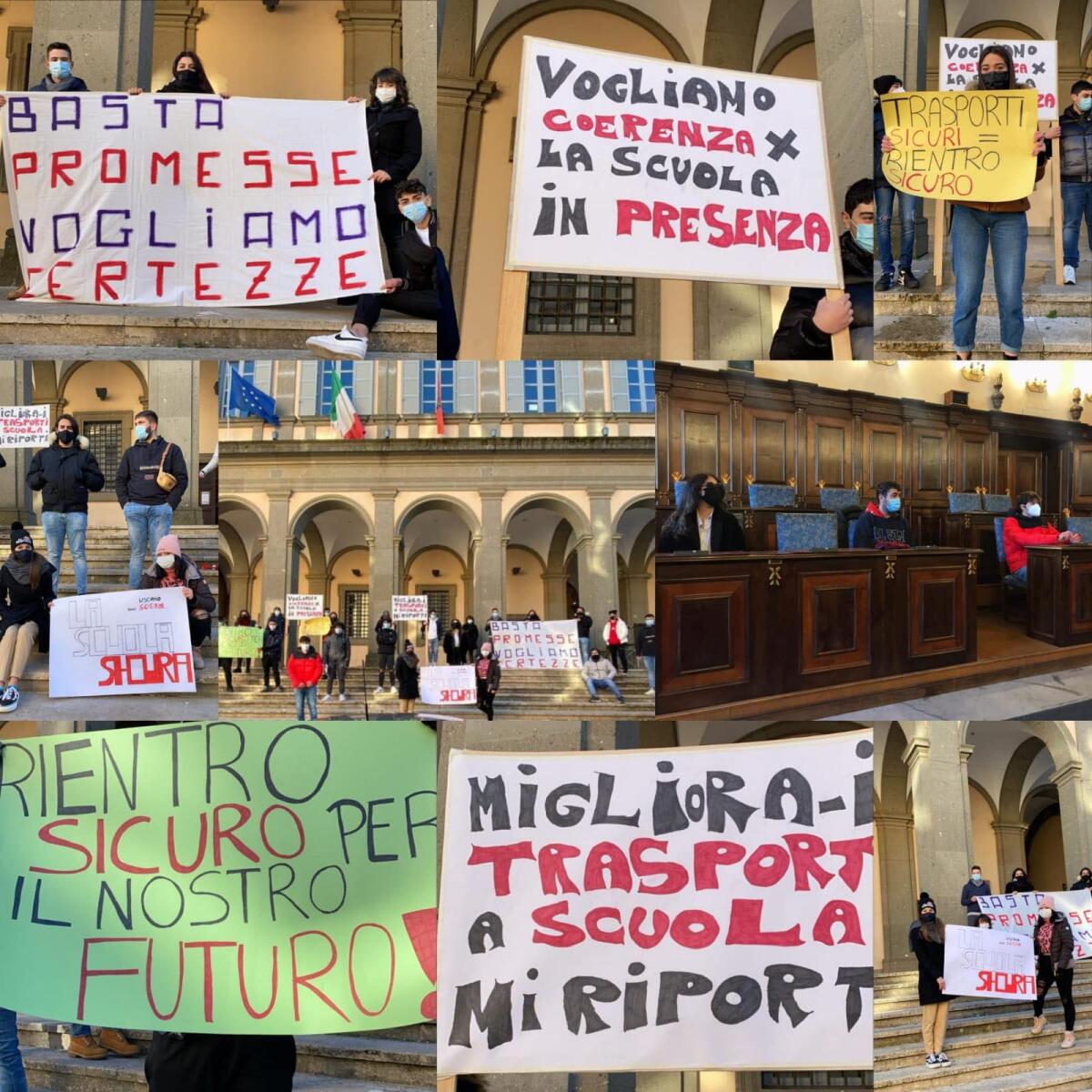 Protesta degli studenti di Velletri davanti al Comune: "Rientro sicuro per il nostro futuro" FOTO - 
