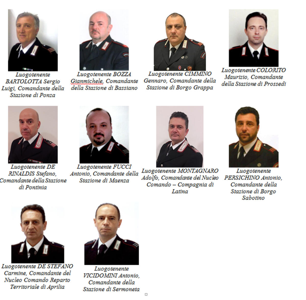 28 Marescialli dell’Arma dei Carabinieri della provincia di Latina promossi al grado apicale di Luogotenente. - 