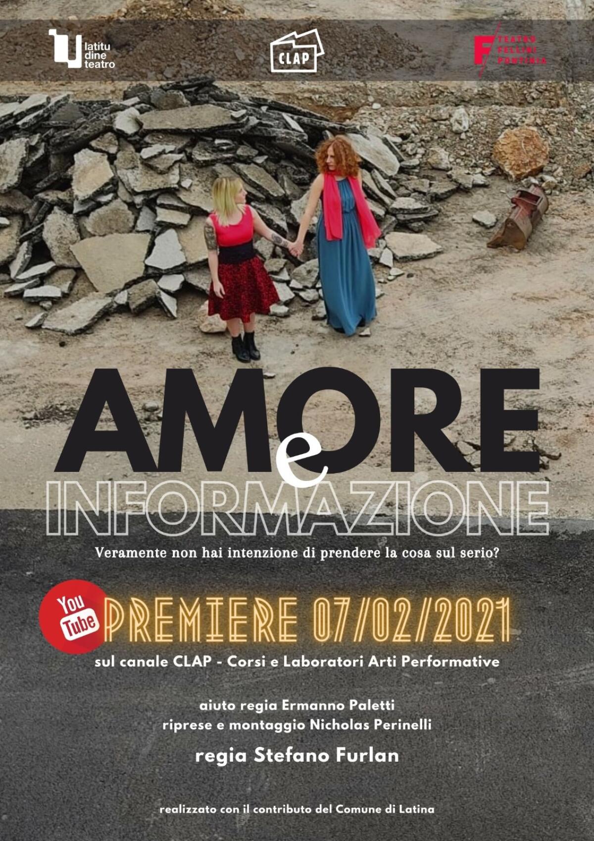 "Amore e informazione", in onda la prima puntata della serie web del Comune di Latina, Latitudine Teatro e Teatro Fellini - 
