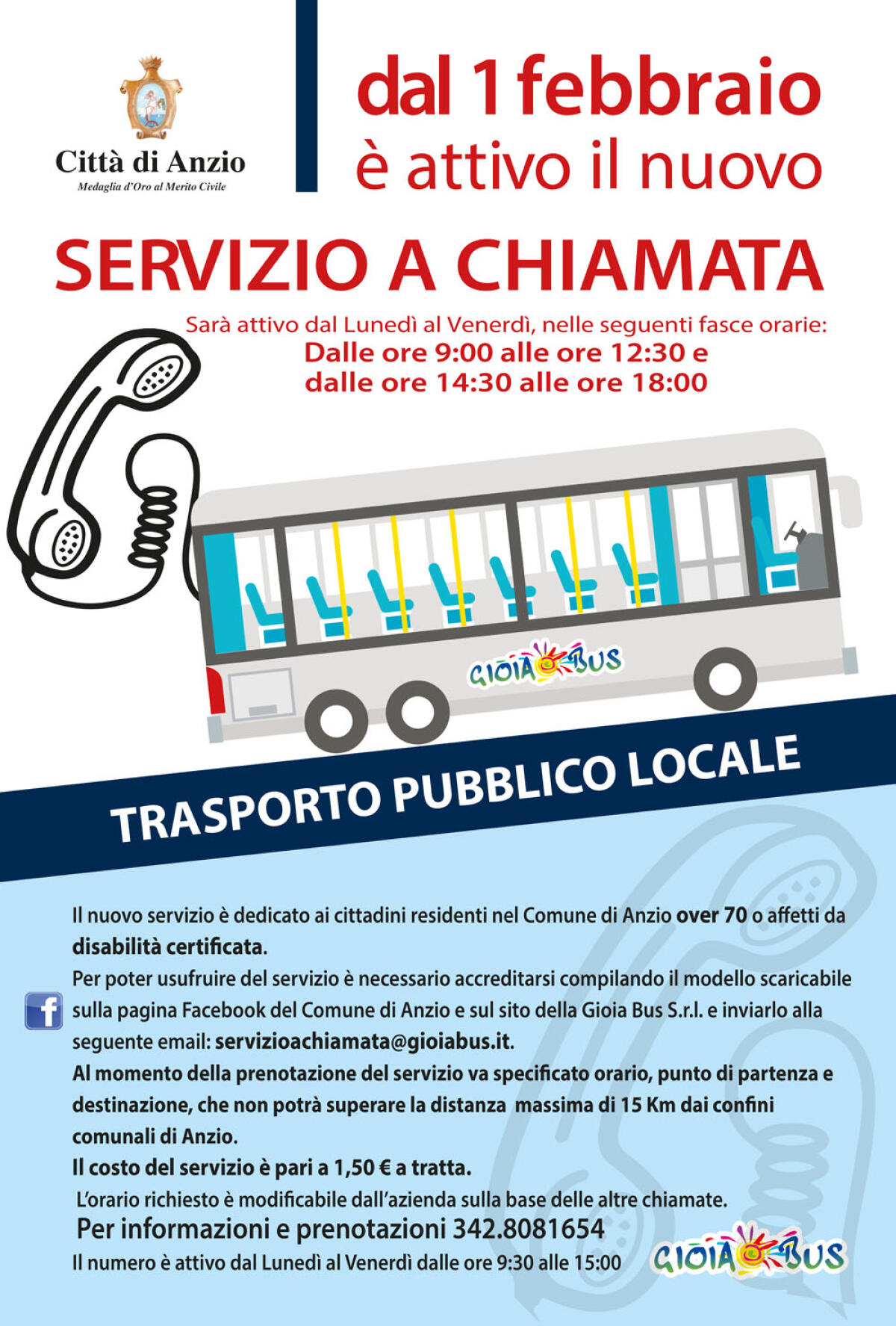 ANZIO – Prosegue il servizio “Bus a Chiamata” per gli Over70 e per le persone con disabilità. - 