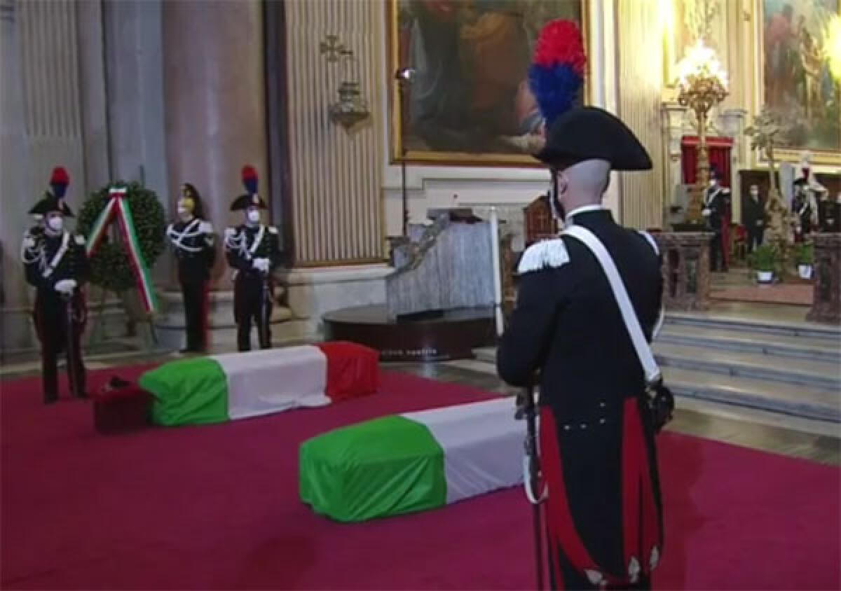 Funerali di Stato  a Roma per il Carabiniere Vittorio Iacovacci, la salma è già rientrata a Sonnino - 