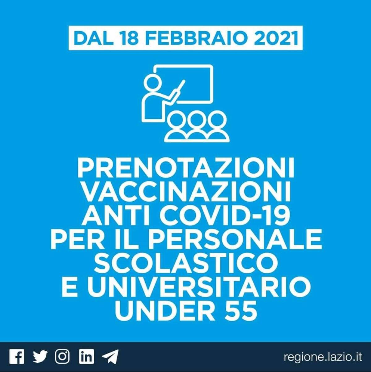 Da questo giovedì nel Lazio al via le prenotazioni per il vaccino per il personale scolastico e universitario. - 