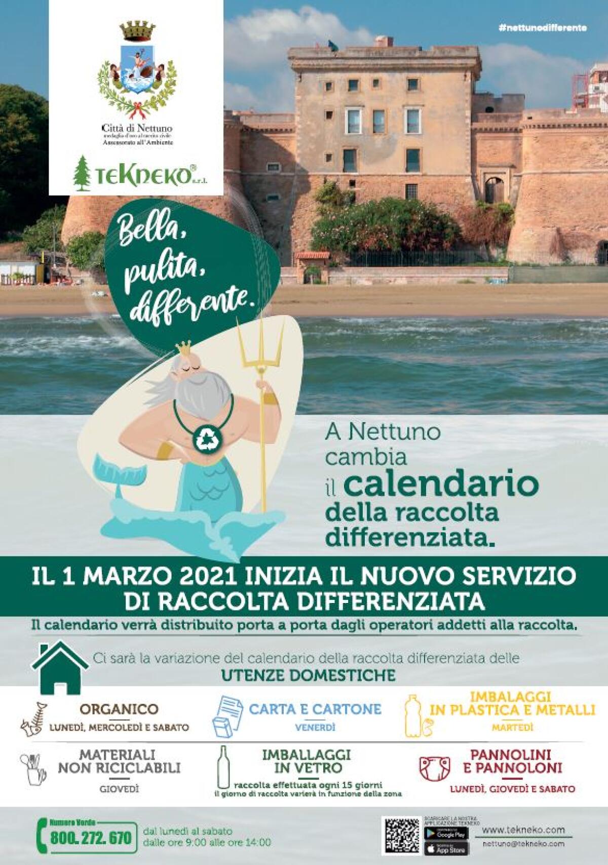 A Nettuno da questo lunedì 1° marzo cambia il calendario della raccolta porta a porta. - 
