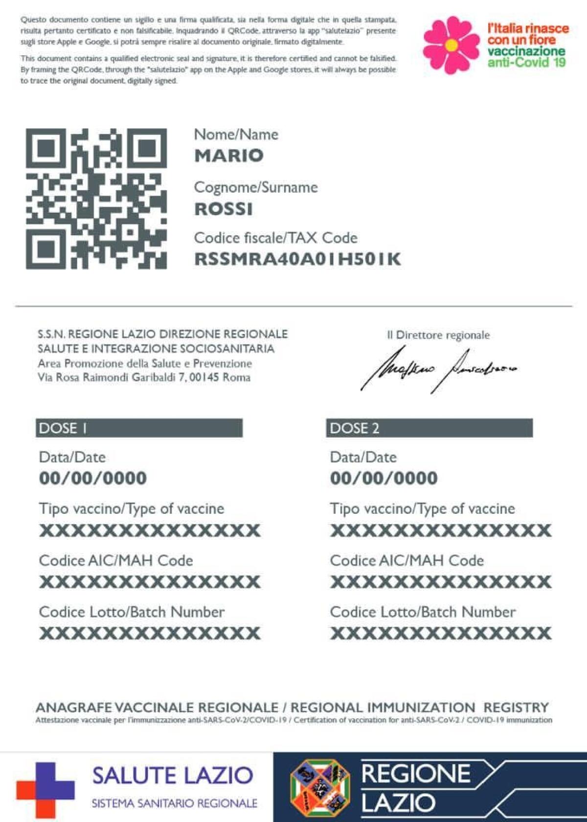 Coronavirus, arriva l'attestato vaccinale con il sigillo della Regione Lazio - 