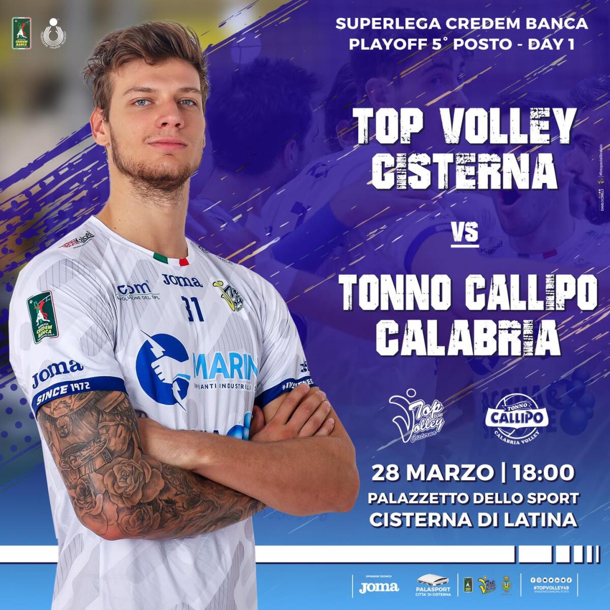 Pallavolo maschile di Superlega, fase Playoff: la Top Volley Cisterna  questa domenica affronta Vibo Valentia. - 