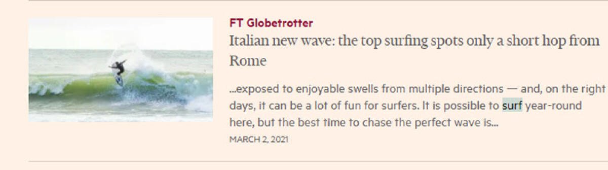 Il paradiso del surf è a Torvaianica, lo sostiene il Financial Times - 