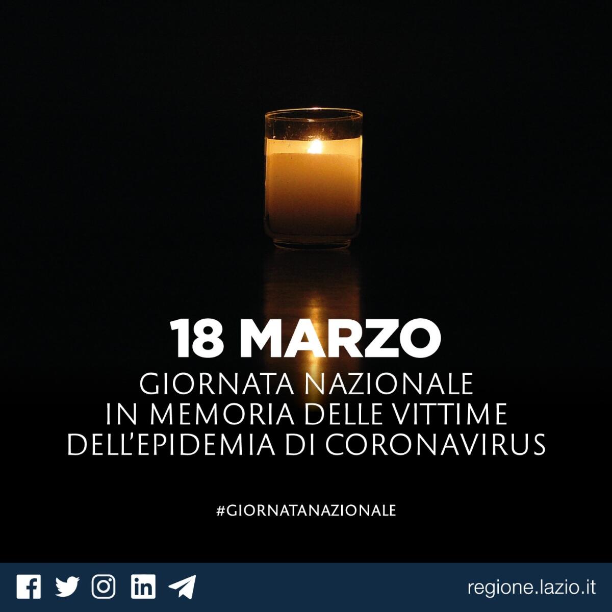 Anche la Regione Lazio oggi ricorda tutte le vittime dell'epidemia di Coronavirus. - 
