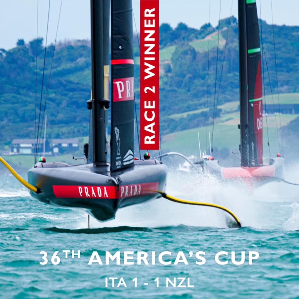 LATINA - Finisce in parità la prima giornata di Coppa America di vela tra Luna Rossa e Team New Zealand. - 
