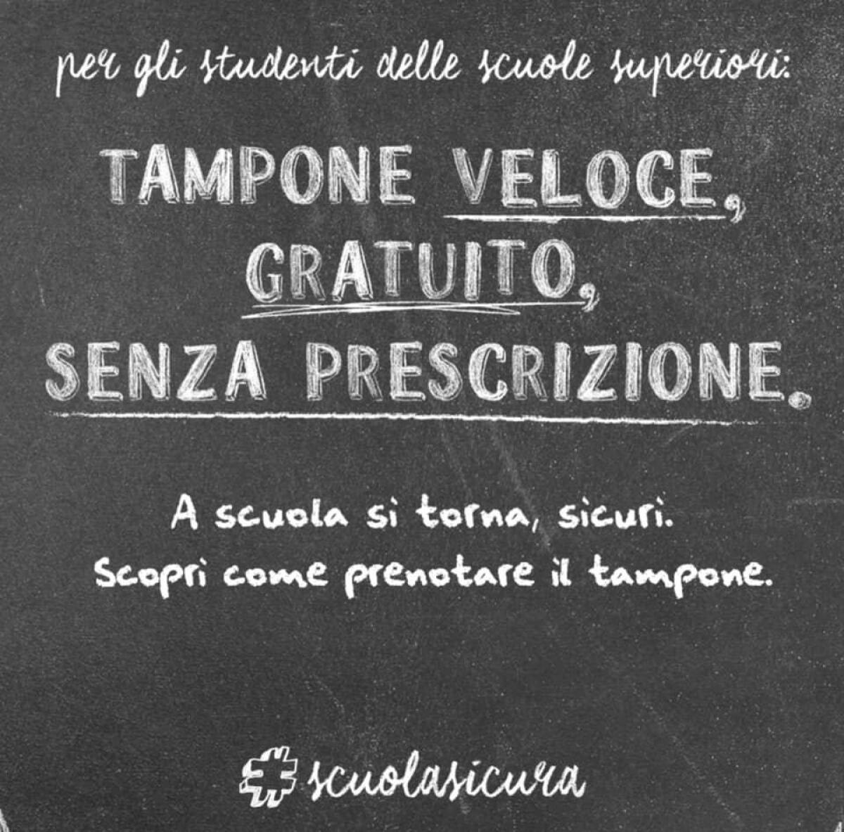 Scuola sicura, da oggi e per tutto il mese di aprile tampone rapido gratis per gli studenti delle superiori - 