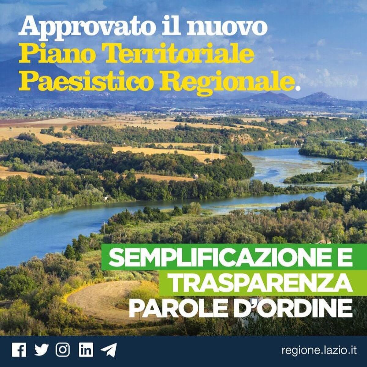 Urbanistica, approvato il nuovo piano territoriale paesistico regionale del Lazio. - 