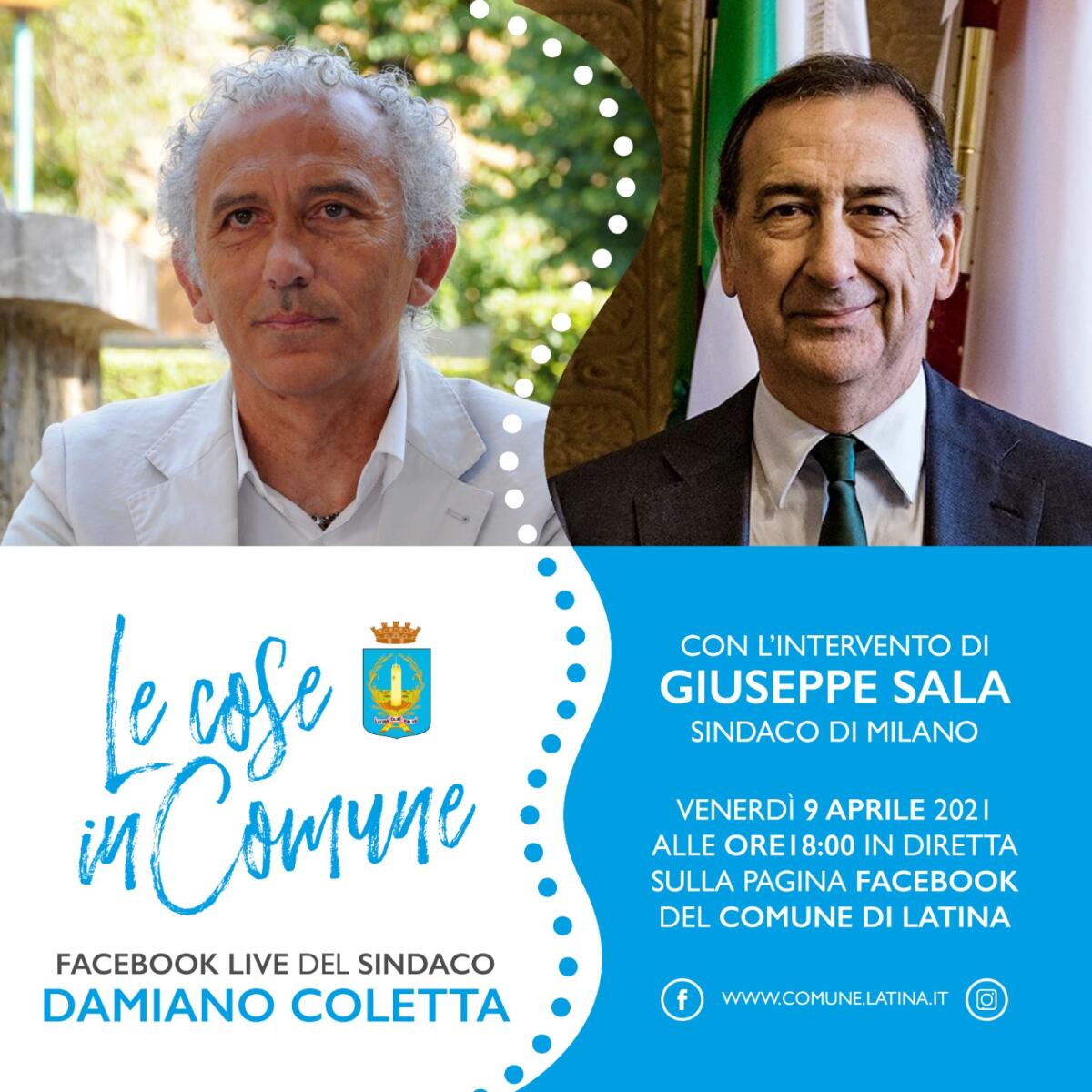 Diretta streaming oggi tra il Sindaco di Latina, Damiano Coletta, ed il Sindaco di Milano, Giuseppe Sala. - 