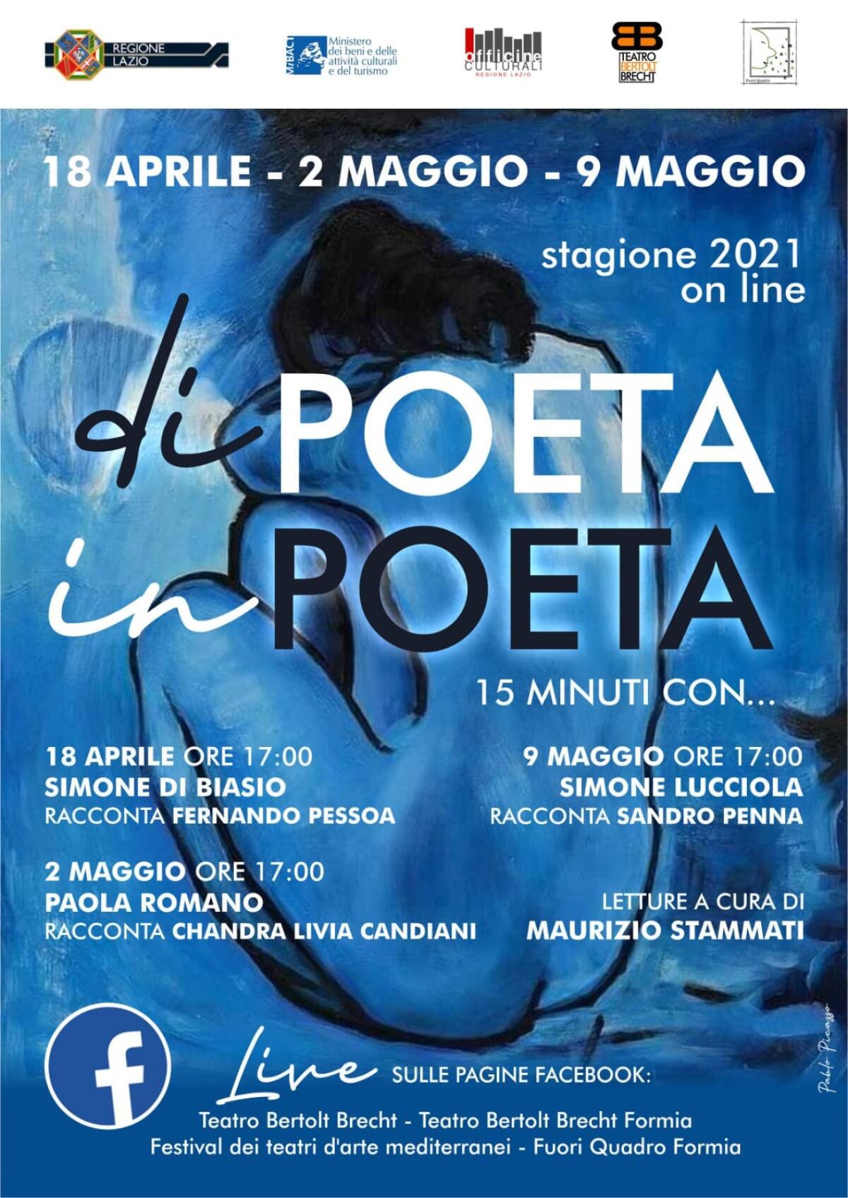 Di poeta in poeta, tre appuntamenti online al teatro Brecht di Formia - 