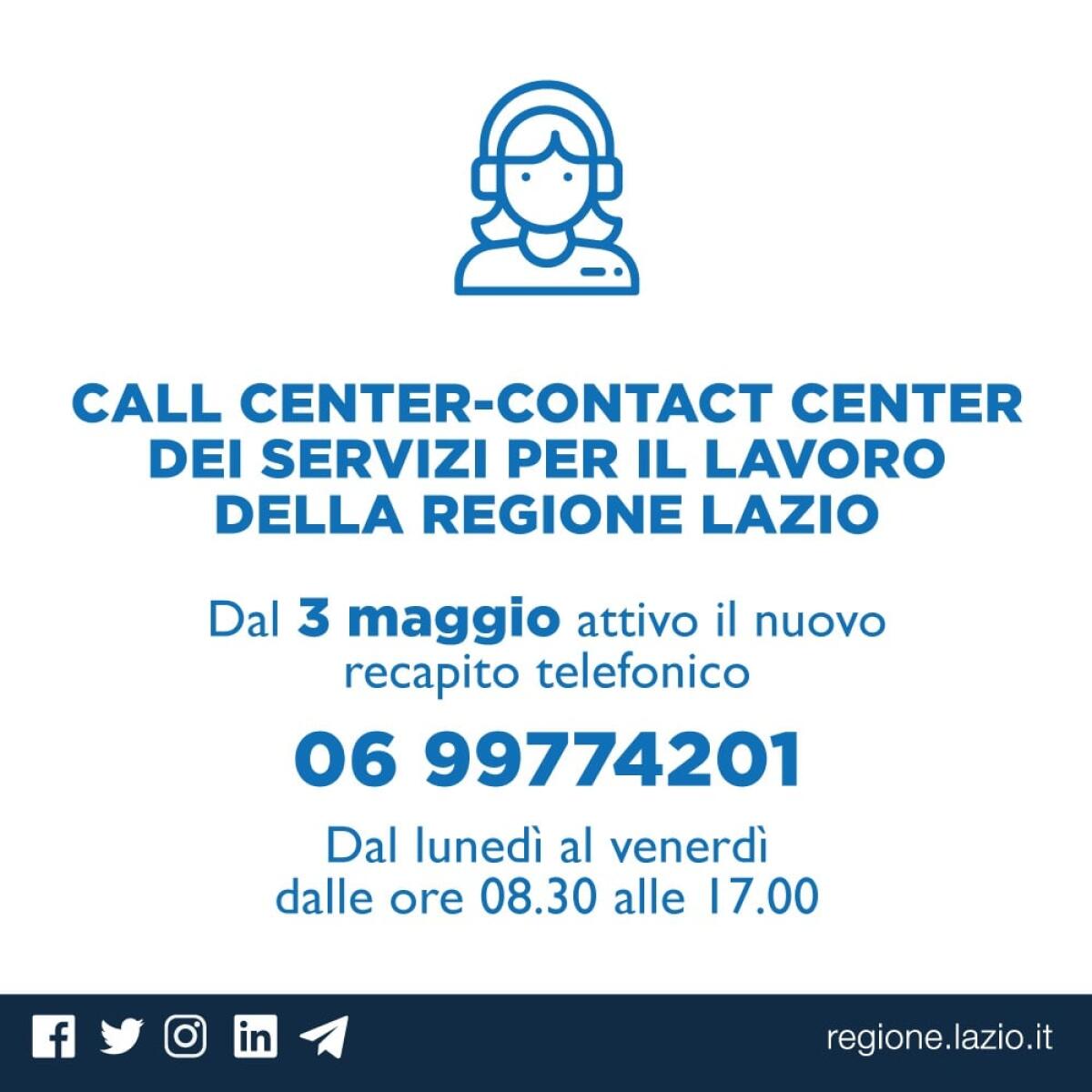Dal prossimo 3 maggio nel Lazio un’unica linea telefonica per tutte le informazioni dai Centri per l'impiego. - 
