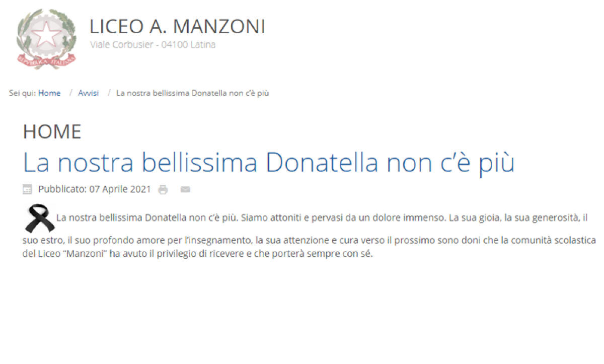 Stroncata da un improvviso malore: muore a 58 anni l’insegnante di Latina Donatella Galeotti, mamma del cantautore Calcutta. - 