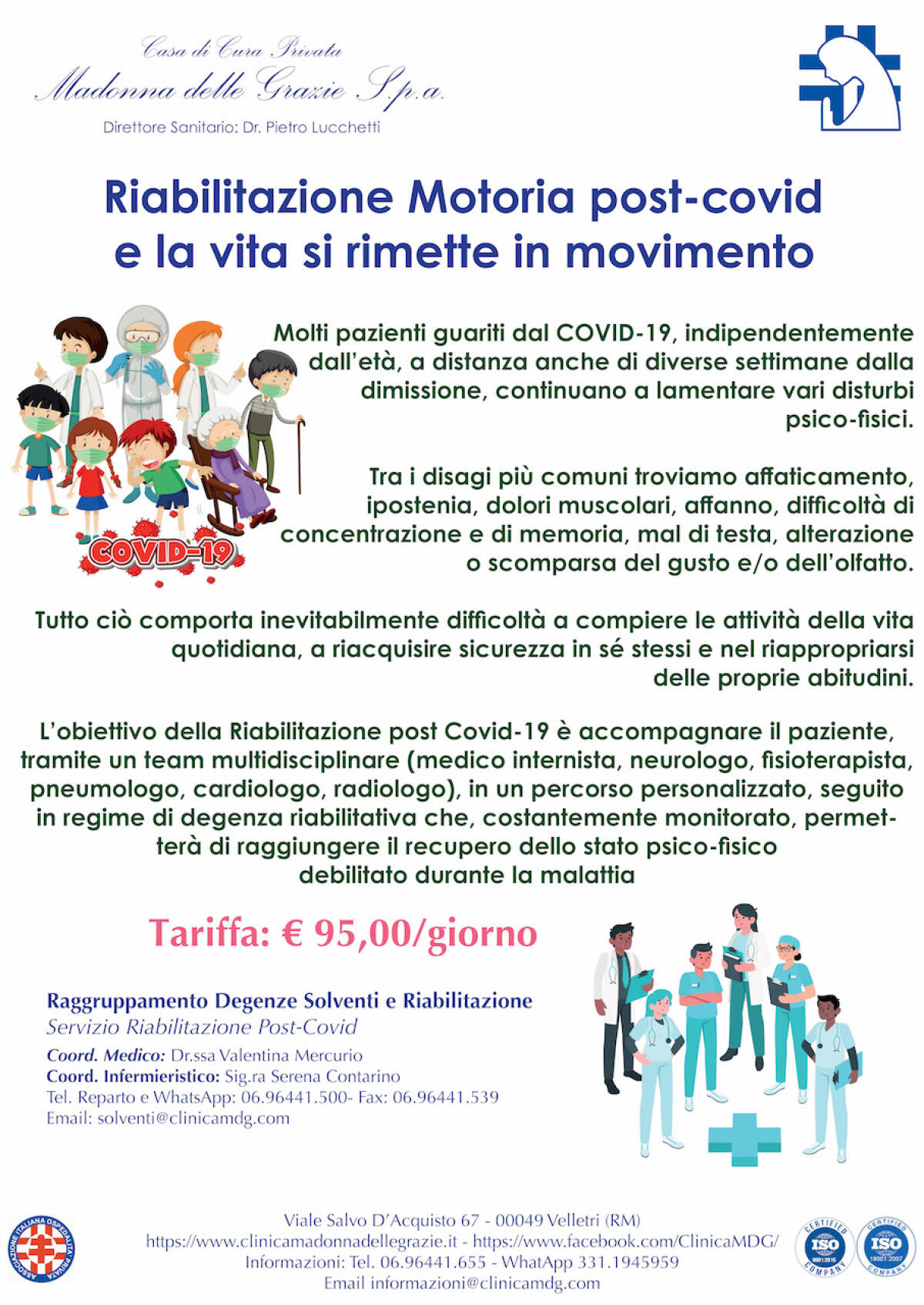 Attivato il servizio di riabilitazione motoria post-Covid alla Casa di Cura “Madonna delle Grazie” di Velletri. - 
