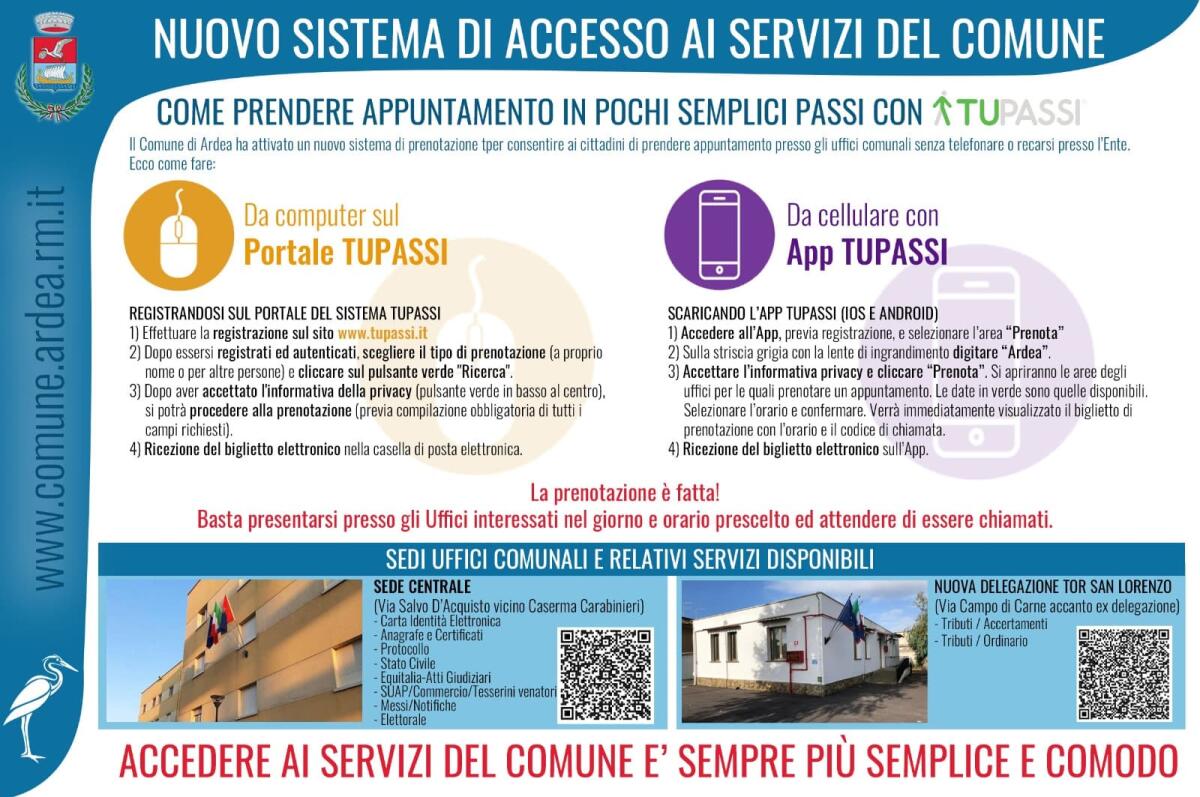 In Comune ad Ardea accessi con il sistema di prenotazione “Tupassi”. Ecco il calendario sino al prossimo 7 maggio. - 