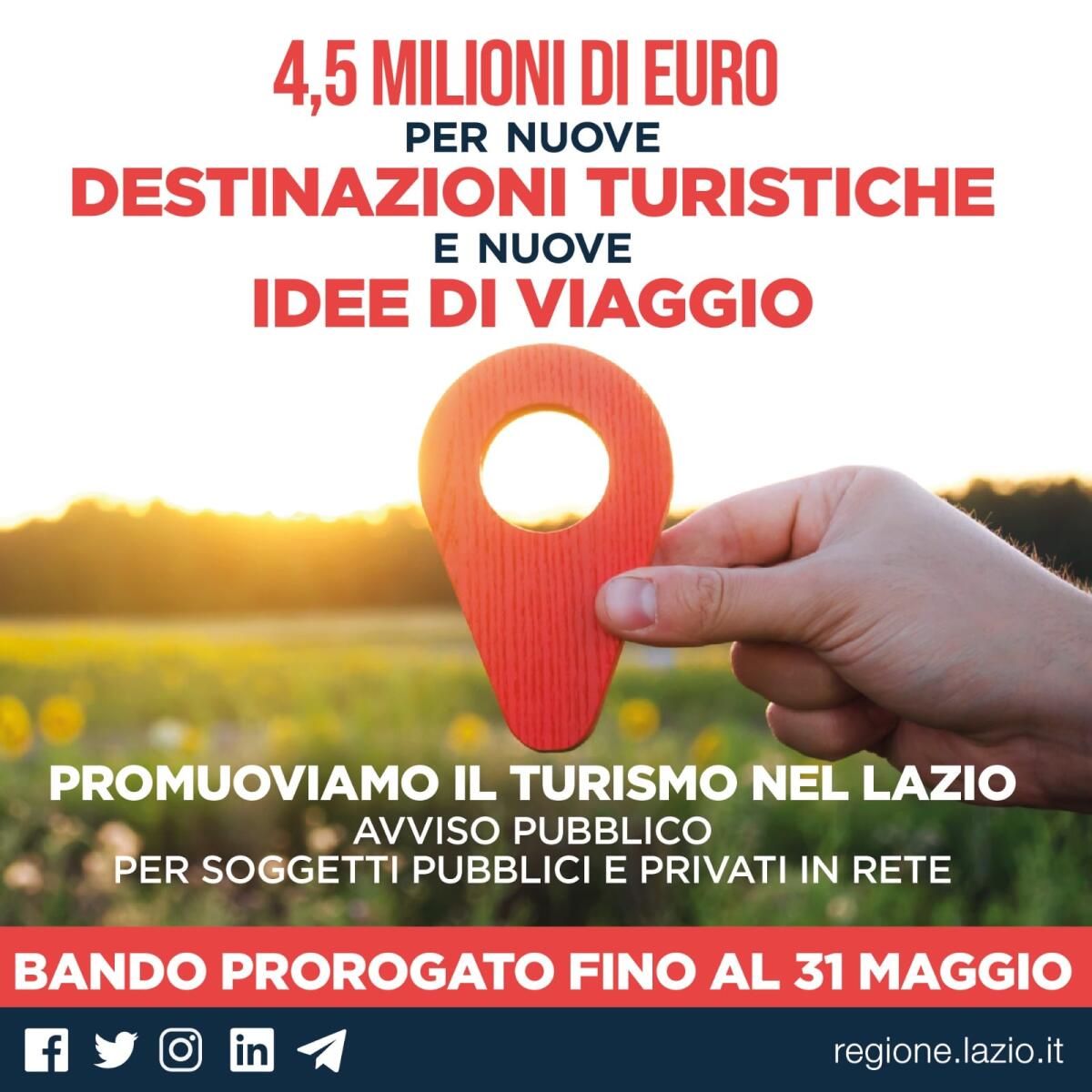 Promozione di nuove destinazioni turistiche: prorogato al 31 maggio il bando della Regione Lazio. - 