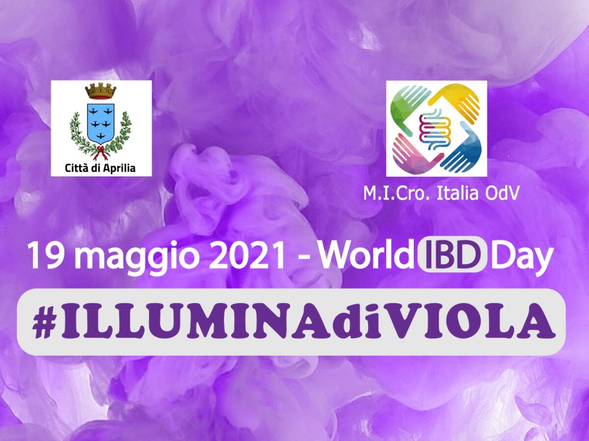 La statua di San Michele, ad Aprilia, ieri  illuminata di viola. Il Comune aderisce alla campagna World IBD Day. - 