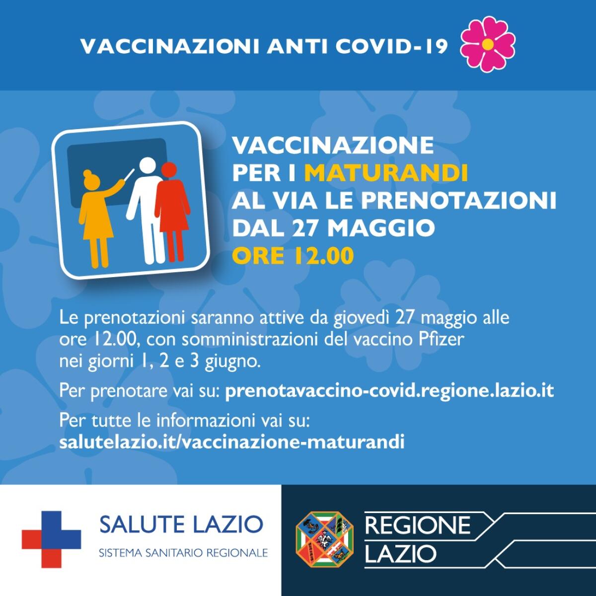 Vaccinazioni anti-Covid: da oggi alle 12.00 al via le prenotazioni per i maturandi. - 