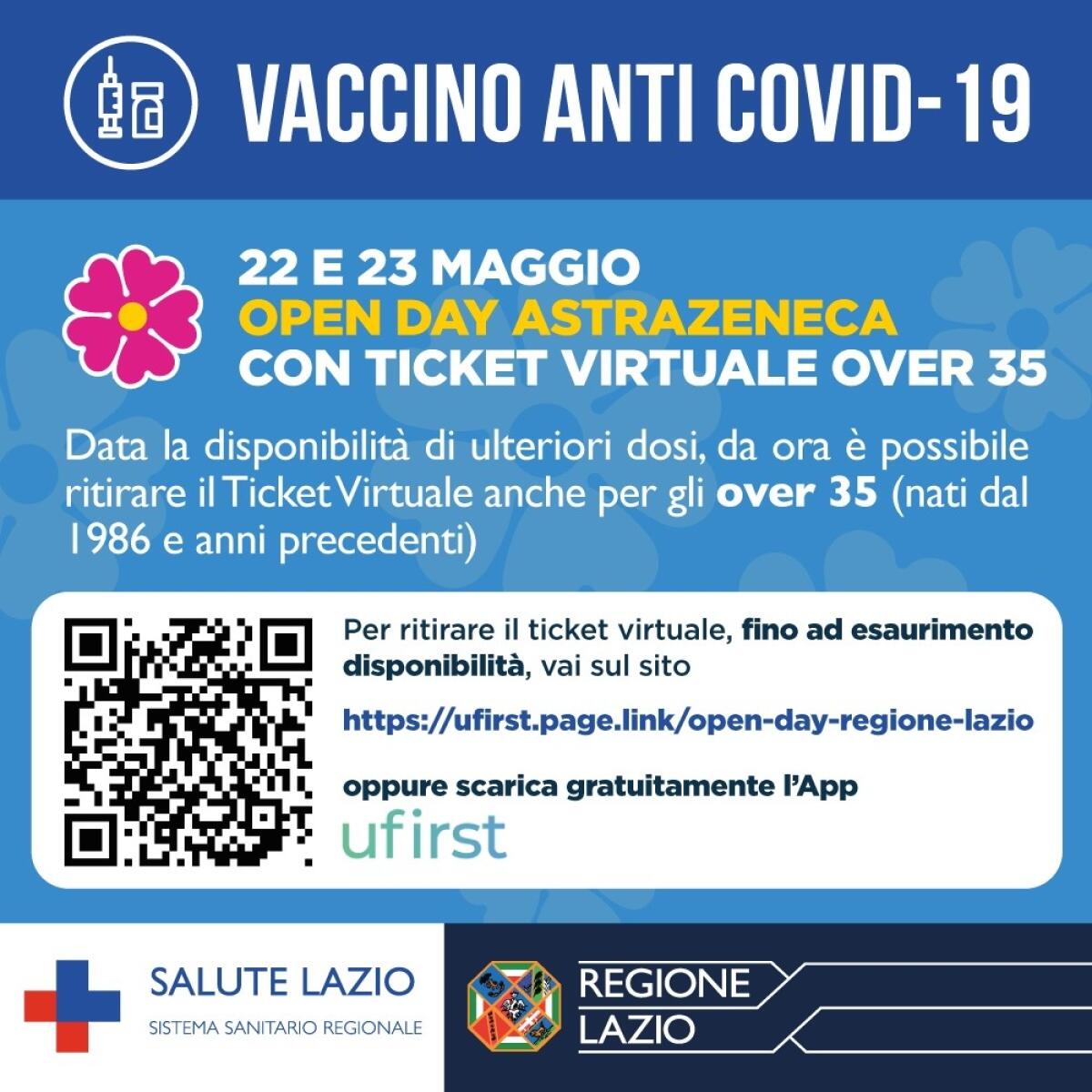 Open Day Astrazeneca questo fine settimana: è possibile ritirare il ticket virtuale anche per gli Over 35. - 