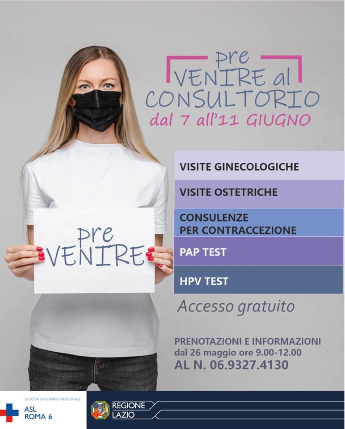 Prevenire al Consultorio: “Settimana Rosa” nella rete dei consultori della Asl Roma 6: visite gratuite dal 7 all’11 giugno. - 