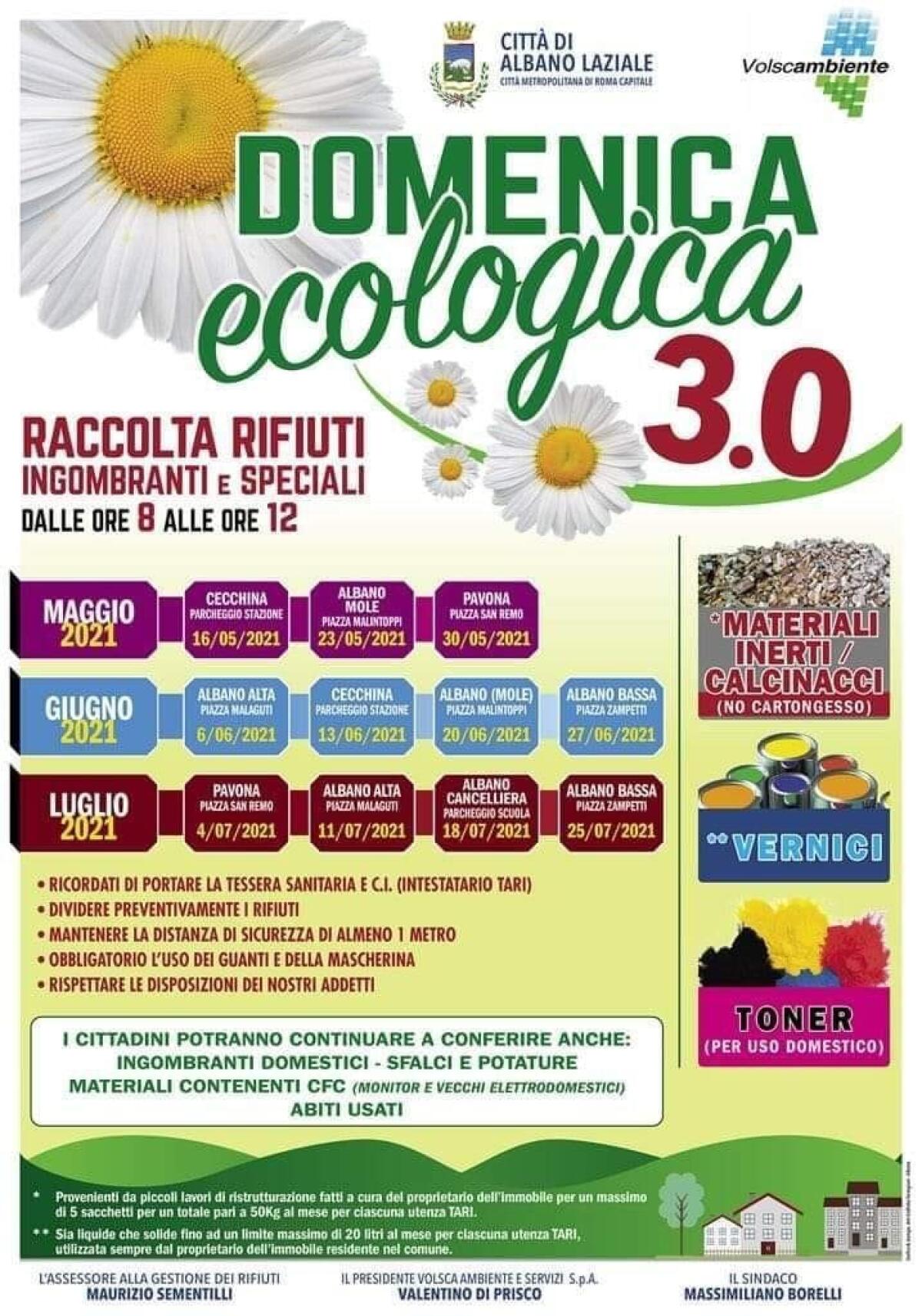 Ad Albano tornano le domeniche ecologiche. Questa domenica appuntamento a Cecchina. - 