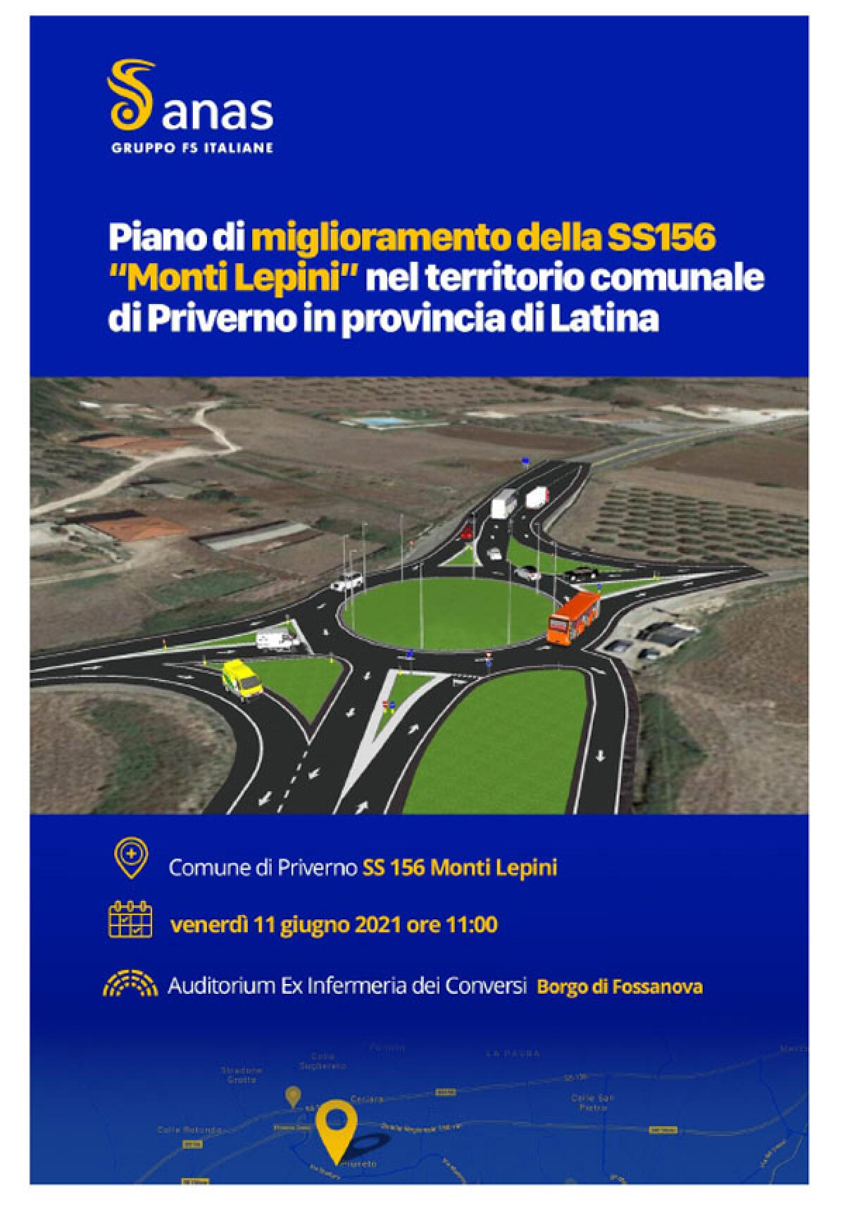 Piano di miglioramento della 156 dei Monti Lepini nel territorio di Priverno: l’Anas presenta il progetto. - 