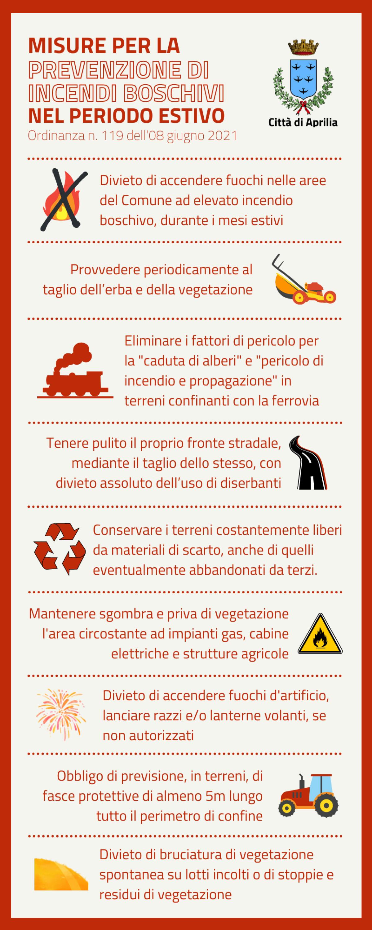 Prevenzione di incendi boschivi nei periodi estivi: ecco le regole da osservare nel Comune di Aprilia. - 