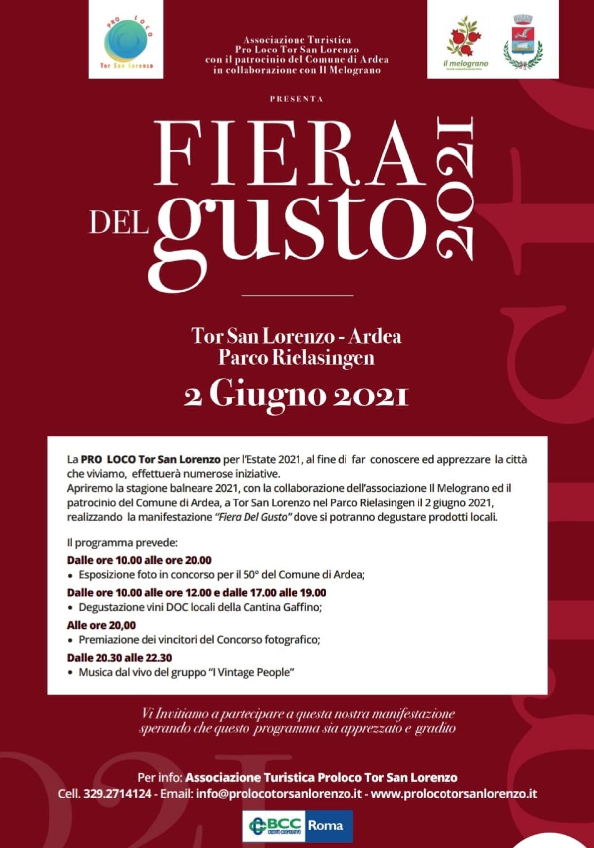 “Fiera del Gusto oggi a Tor San Lorenzo, ad Ardea. - 